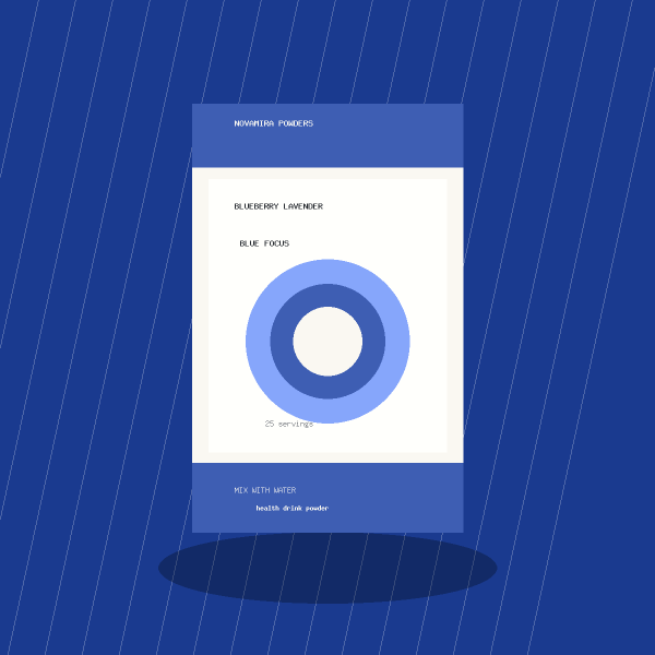 Blue Focus Pack health supplement packaging with clean modern branding